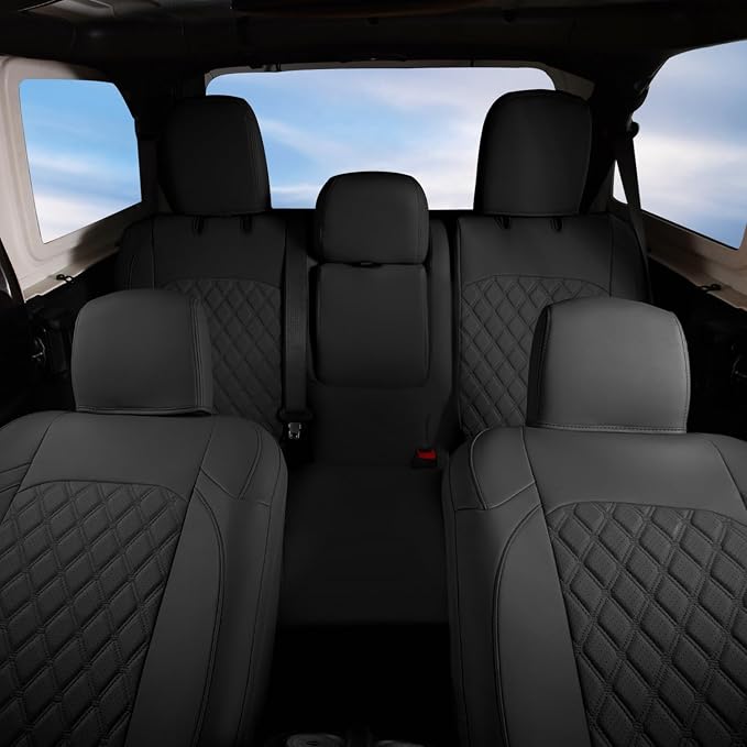 GIANT PANDA Wrangler JL Seat Covers Custom Fit for Jeep Wrangler,Premium Waterproof Faux Leather, 2018 2019 2020 2021 2022 2023 2024 2025 2026 JL 4 Door with Rear Cup Holder Full Set (Black) - Image 9
