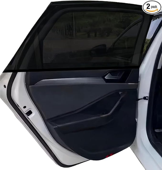 2 Pack Car Camping Window Shades Screen Mesh 27"x43" for SUV, Pickup, Truck | Elastic Breathable Mesh UV & bug Protection Side Window Covers for Car Camping Overnight Sleeping Car Window Shade for Baby by Soulian