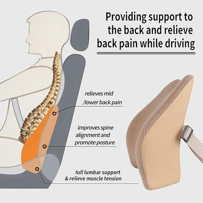 Memory Foam Lumbar Support Pillow for Car - Back Support for Car Seat (Beige) - Image 6