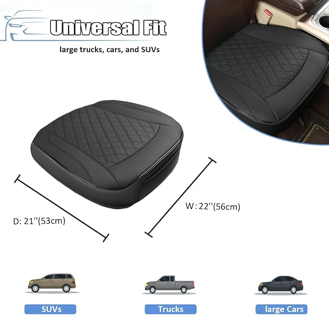 GIANT PANDA Bottom Seat Cover for Trucks&SUV, Front PU Leather Driver Seat Protector Fit for Chevy,Ram,Toyota,GMC,Ford F150 F-Series (2PCS-Black) - Image 4