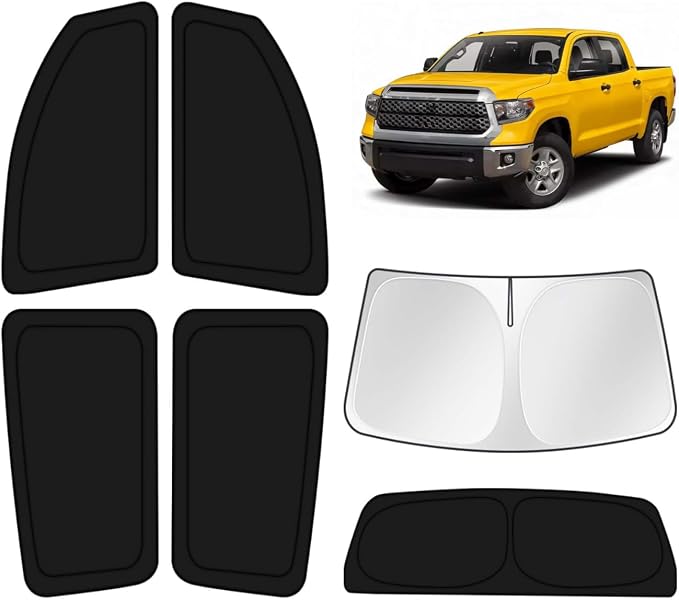 KUST Car Window Shades for 2007-2021 Toyota Tundra Accessories Windshield Sun Shade Side Rear Window Covers Sunshade Privacy Protection for Camping Blackout UV Block Full Set 6PCS by KUST