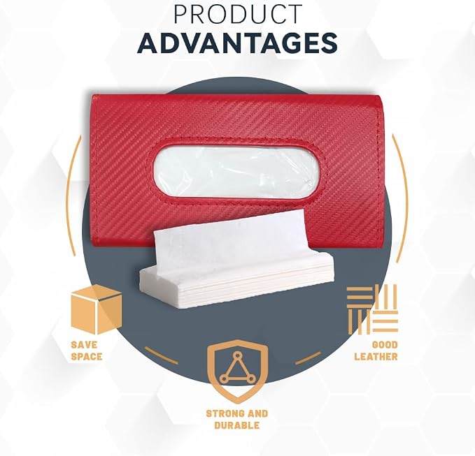 ASUBHA Car Tissue Holder, Sun Visor Organizer, Rectangular Sun Visor Napkin, Visor Accessories Car Napkin Holder Universal for Cars, SUVs, Trucks (red) - Image 7