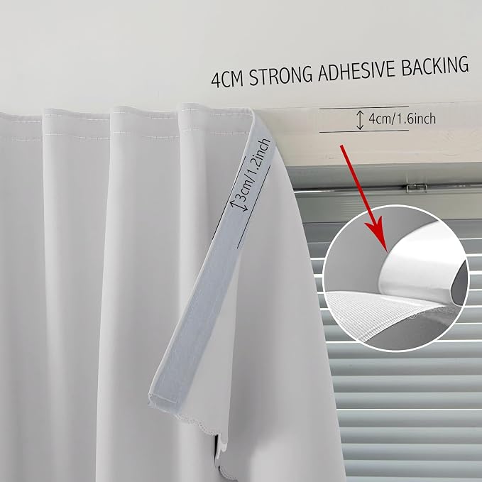 Portable Light Blocking Curtains Self-Stick Design, Removable Adhesive Window Shades for Apartment Office, 71" W x 84" L, Light Grey, 1 Panel - Image 7