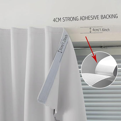 Blackout Curtains for Bedroom Sticky Curtain Blackout Window Cover Self Adhesive Curtains Rod No Drillng, 35" W X 71" L, Light Grey, 1 Panel - Image 7