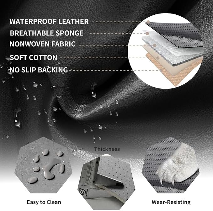 Front Seat Covers Custom Fit For Hyundai Sonata 1999-2026 ,Black&Gray | Luxury Faux Leather, Waterproof, Anti-Slip, Airbag Compatible, Breathable, Car Seat Protectors, 1 Row 2 Seats - Image 6