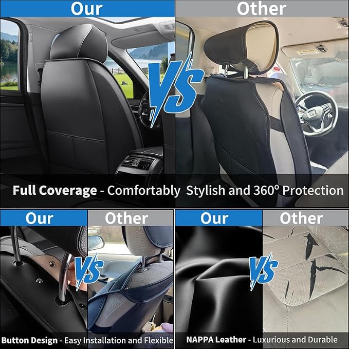 Car Seat Covers Full Set Fit For Hyundai Ioniq 6 2023-2026 ,Black&Gray | Premium Faux Leather, Waterproof, Anti-Slip, Airbag Compatible, Breathable, Car Seat Protectors, 2 Rows 5 Seats - Image 5