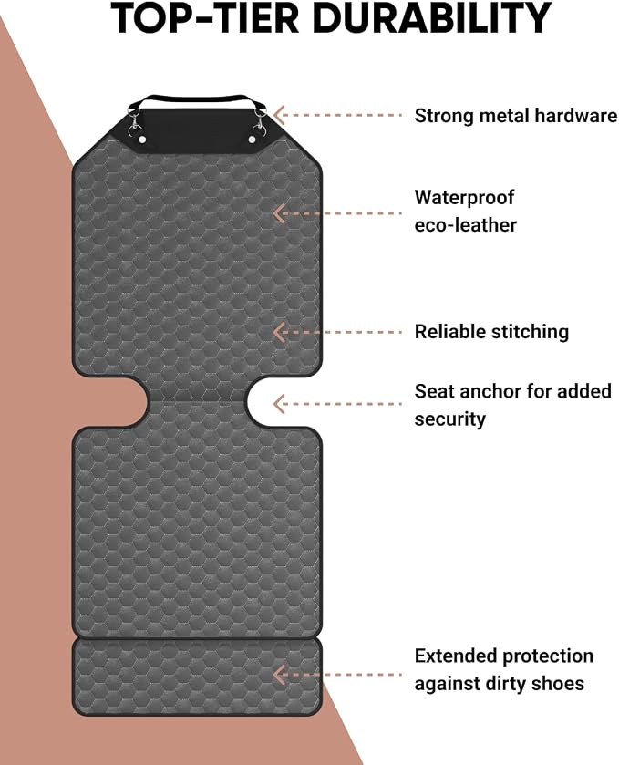 Set Seat Back Organizer & Car Seat Protector Hexy Waterproof & Non-Slip Protector for Child Car Cushion for Leather and Fabric Seats (Gray) - Image 3