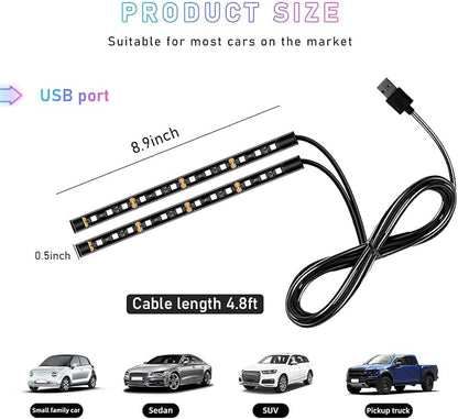 Ohleats Car LED Strip Light, 24 LED RGB Auto Interior Atmosphere Lights, USB Vehicle Under Dash Ambient Night Light Strip, Interior Decorative Lamp Lighting Kit Car Accessories (Ice Blue) - Image 2