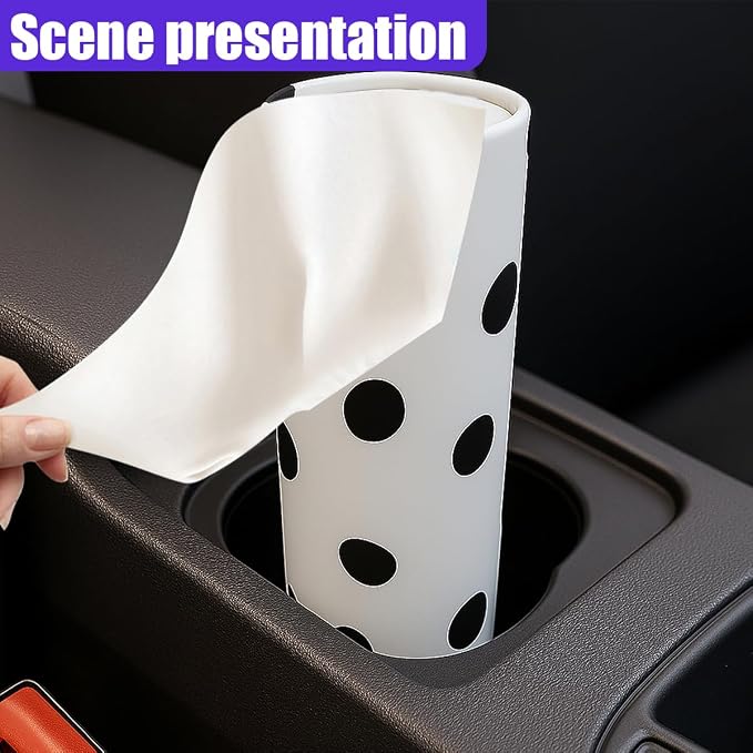 YoRise 4PCS Car Tissue Holder, Refillable Paper Napkin Holder, Portable Car Tissues Cylinder, Facial Tissue Box Travel Accessories, Tissues Boxes Container for Automotive Cup Holder (Dot) - Image 6