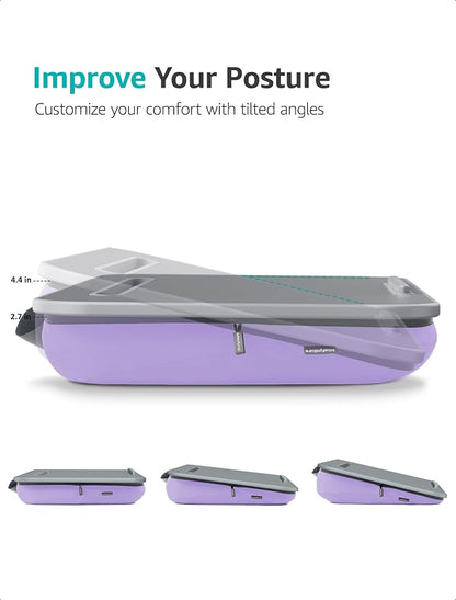 Istudyniture Lap Desk | Portable Laptop Desk & Stand – Fits Up to 17 inch – Washable Cushion, Built-in Phone Holder – for Bed, Couch, Sofa, Floor – Writing, Reading, Home Office – Large, Purple - Image 7