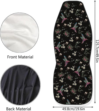 Floral Hummingbird Seat Covers for Car, Universal Stretchy Cars Front Seat Protectors Cover, Women Car Accessories Decoration Saddle Blanket for Bucket Seat, Set of 2 - Image 5