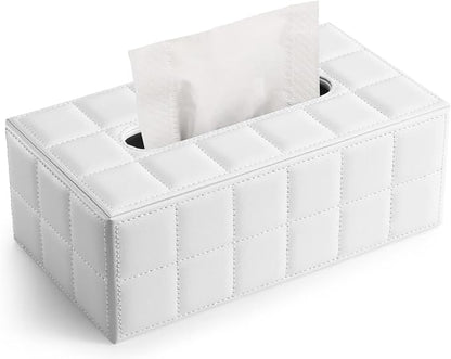 KINGFOM Rectangular Tissue Box Cover, Imitation Suede PU Leather Tissue Box Holder, Facial Napkin Paper Dispenser for Home Office Car Automotive Decoration with Magnetic Bottom(Soft White) by KingfomLeatherHomeOfficeDecor