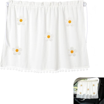 Car Side Window Shades, Cute Sunflowers Pattern Car Sun Shades for Baby, Sunproof Privacy Curtains, for Kids Travel Camping Nap Sleeping（White #A） by Unknown