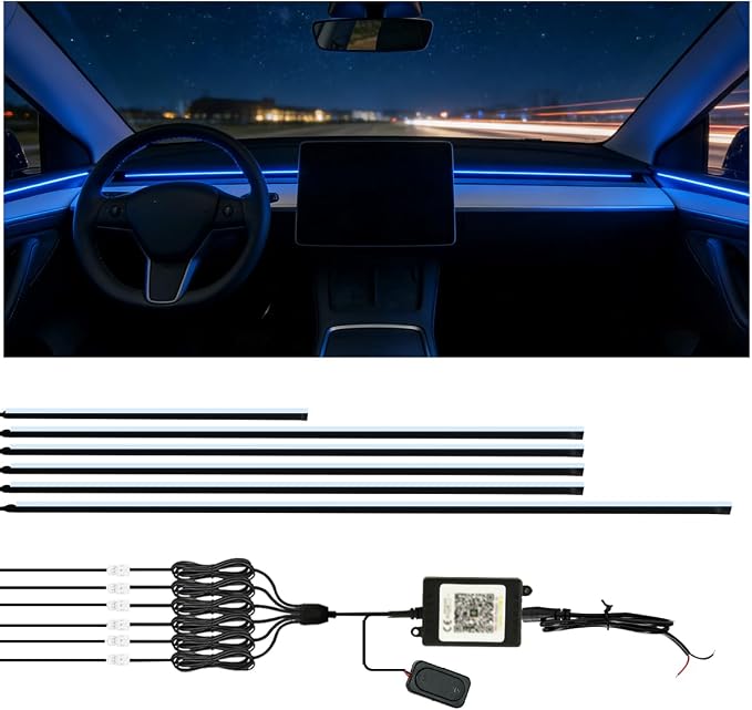 Interior Car Strip Lights Acrylic Car Decorative Lights with APP Control Multicolor Internal Lighting Kit Music&DIY Function Ambient Fiber Optic Strip LEDs Valentine’s Day's for Truck by Unknown
