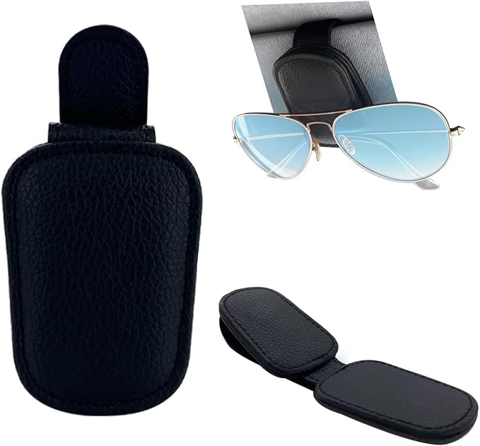 Sunglass Holder for Car, Universal Magnetic Glasses Holder Visor Sunglass Clip Visor Clips, Car Visor Organizer Accessories for Men and Women (1, Black) by Unknown