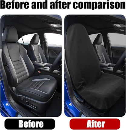 Mandark Waterproof Towel Car Seat Cover, Sweatproof Non Slip Bucket Carseat, Machine Washable Vehicle Bucket Frontseat Protector Accessories, Universal for SUV, Sedan, Truck(Black) - Image 4