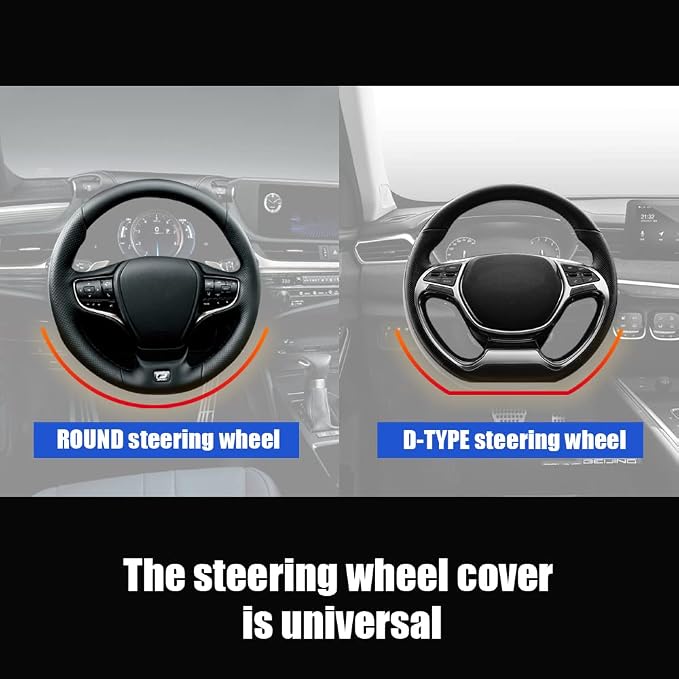 Steering Wheel Cover, Microfiber Leather Splicing with Classic Embossing,Contrasting Colors Anti-Slip Breathable Auto Car Steering Wheel Cover Fit 15 Inch Car Wheel Protector (Coffee&Beige) - Image 6