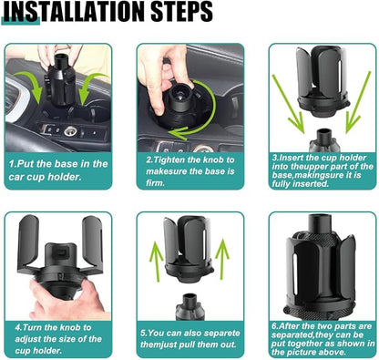 Car Cup Holder Expander, All Purpose Cup Holder Adapter with Adjustable Base, Auto Cup Organizer Expander Holder Compatible with 3.04" to 5.25" Bottles, Mugs, Drinks, Foods (2 PCS) - Image 6