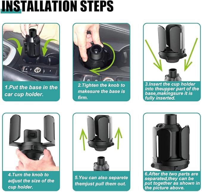 Car Cup Holder Expander, All Purpose Cup Holder Adapter with Adjustable Base, Auto Cup Organizer Expander Holder Compatible with 3.04" to 5.25" Bottles, Mugs, Drinks, Foods (1 PC) - Image 6