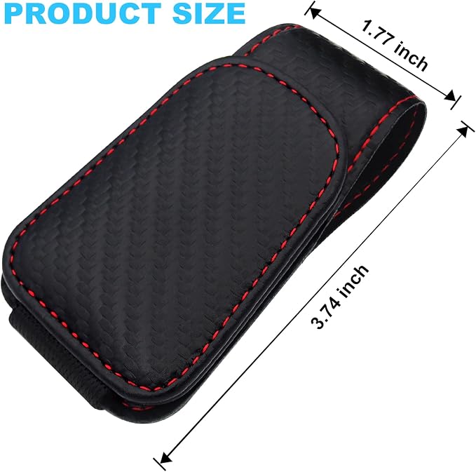 TCJJ Sunglasses Holders for Car Visor,Car Magnetic Glasses Holder Leather Sunglasses Clip and Ticket Card Clip Suitable for Car Interior Visor and Different Size Eyeglasses(Carbon Fiber/2) - Image 2