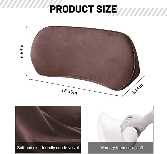 Zpana Car Lumbar Support Pillow, Memory Foam Back Cushion, Coffee | Memory Foam Lumbar Support Pillow, Lower Back Pain Relief & Sciatica, Comfortable Driver Seat Pad, Universal Seat Cushion - Image 2