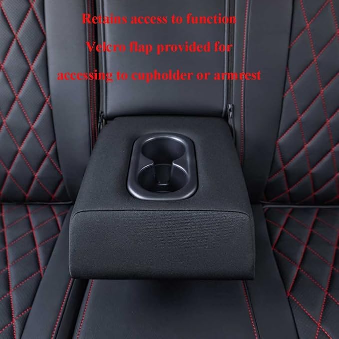 EKR Car Seat Covers for Honda CRV 2017-2022 Leatherette Full Set | Custom Fit for Honda CRV 2017 2018 2019 2020 2021 2022,Factory-Style Interior Upgrade,Faux Leather(Black with Red Piping) - Image 4