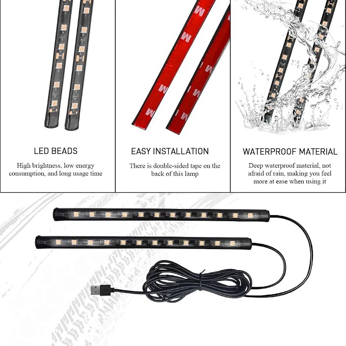 Car LED Strip Light, Interior Car Lights, 12V 24 LED Auto Atmosphere Lamps with Cigarette Lighter, Auto Lamp Ambient Night Light Strip Lighting Kit for Vehicles (USB/Pink Purple) - Image 7