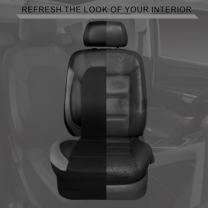 CAR PASS Leather Seat Covers, Automotive Sport Car Seat Cover Super 5mm Composite Sponge Inside, Airbag Compatible Universal Fits Most Cars, SUVs, Trucks and Vans (Full Set,Black & Gray) - Image 5