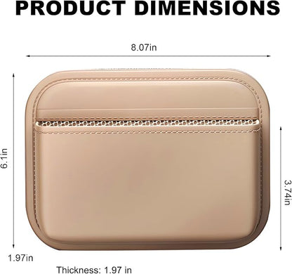 Car Seat Side Pocket Organizer, Mini Leather Auto Door Storage Bag Console Side Organizer, Multifunctional Seat Gap Pocket Storage Pouch for Phone Pen Key Sunglass (Beige) - Image 2