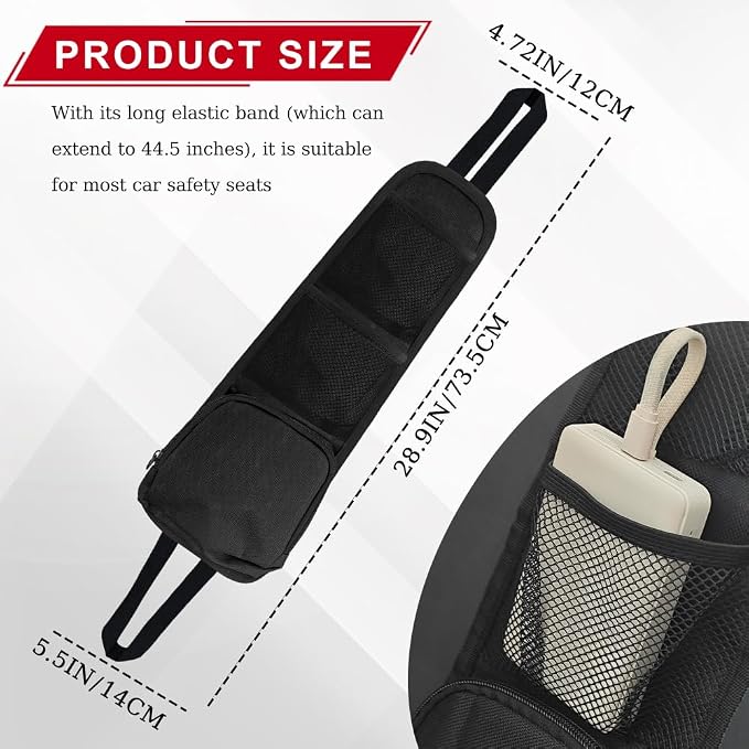 Car Seat Side Storage Pocket, Car Seat Organizer Hanging Bag (2, Black) - Image 2