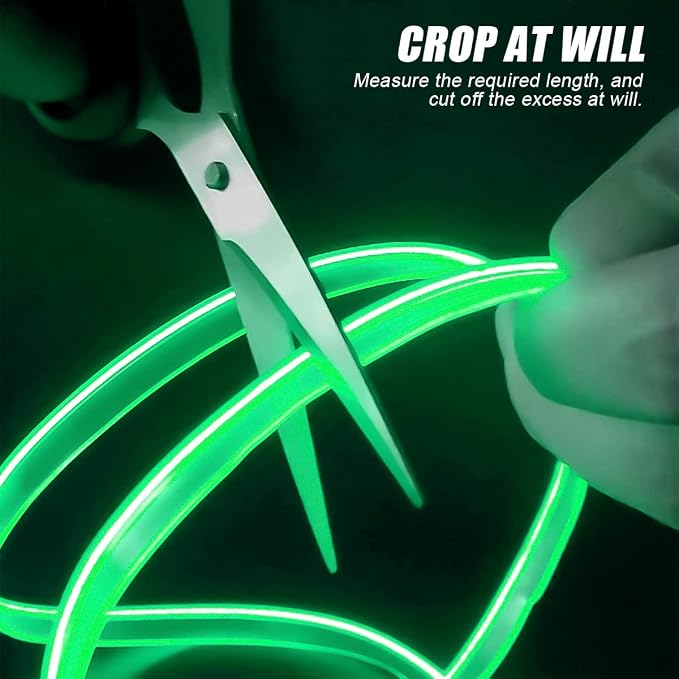 16FT EL Wire Strip Lights, USB Car Neon Trim, Sewing Edge, Ice Green | USB-powered operation, sewing-edge design, fuse protection, interior ambient lighting use, cut-to-length construction - Image 2
