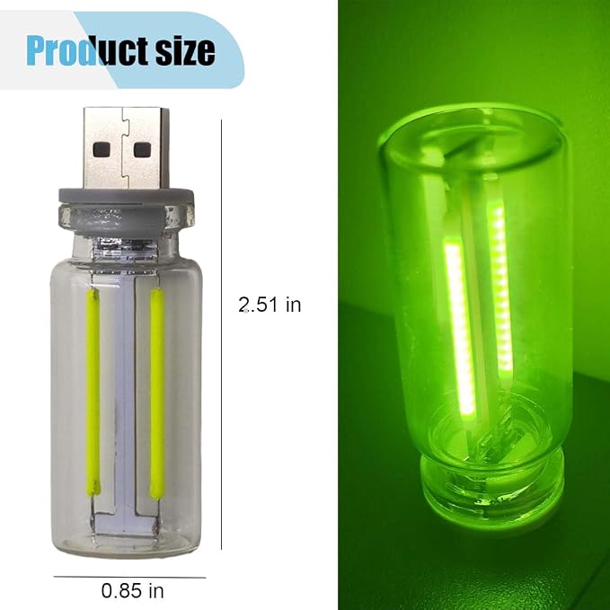 USB LED Interior Atmosphere Light, Plug-in USB Ambient Retro Lighting, Mini LED Car Interface Charging Night Light for Bedroom, Hallway (Green) - Image 2