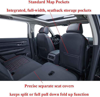 EKR Car Seat Covers for Honda HRV 2023-2027,Leatherette Full Set | Custom Fit for Honda HRV EX-L 2023-2027 Glove-Like Fit,Airbag Compatible,Easy Clean,Faux Leather(Black with Red Piping) - Image 3