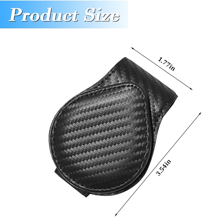 Sunglasses Holder for Car Visor, Magnetic Leather Sun Visor Eyeglasses Hanger & Ticket Card Clip, for Most Cars - Image 2