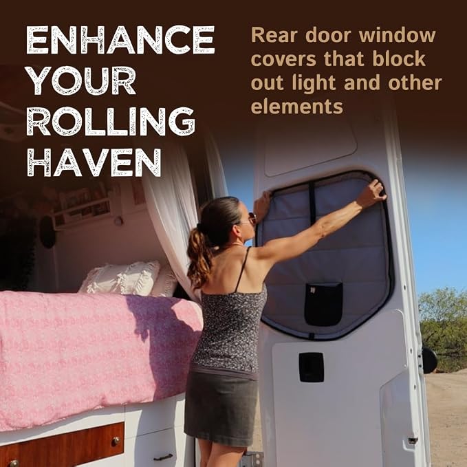 Living in a Bubble Insulated Blackout Rear Window Covers for Mercedes Benz Sprinter - Vanlife Must Have Accessories, Van Life Essentials (Pair) Gray - Rear Door 2007-2018 (NCV3) - Image 3