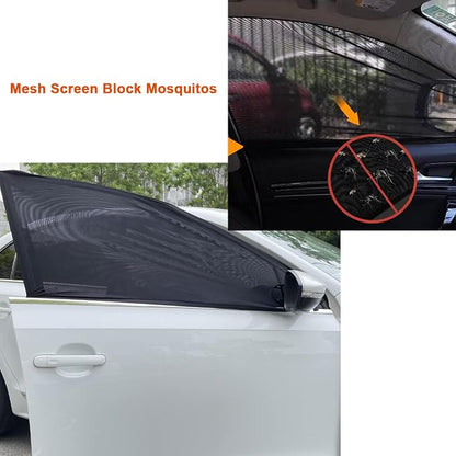 2 Pack Car Front Side Window Shades Mesh Screen for Camping 22''x42'' | Elastic Breathable Mesh Car Sun Shade fit for Medium and Large SUV Car Camping Overnight Sleeping Car Window Shade for Baby - Image 4