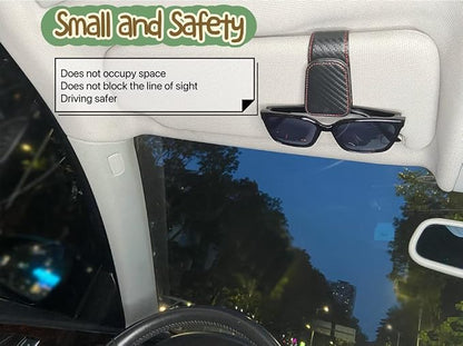 Leather Sunglass Clip for Car Visor, Magnetic Glasses Holder(Carbon Fiber) | Fits Different Size Eyeglasses, Easy Installation & Operation, Cool Car Accessories - Image 4