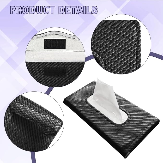 Car Visor Tissue Holder, Tissue Box Holder for Car, Leather Auto Sun Visor Napkin Case Mask Dispenser, Automotive Accessories Rectangular Hanging Auto Napkin Box Fit for Most Vehicles (Black) - Image 4