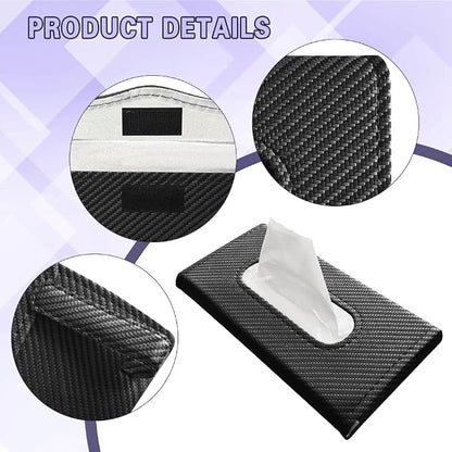 Car Visor Tissue Holder, Tissue Box Holder for Car, Leather Auto Sun Visor Napkin Case Mask Dispenser, Automotive Accessories Rectangular Hanging Auto Napkin Box Fit for Most Vehicles (Black) - Image 4
