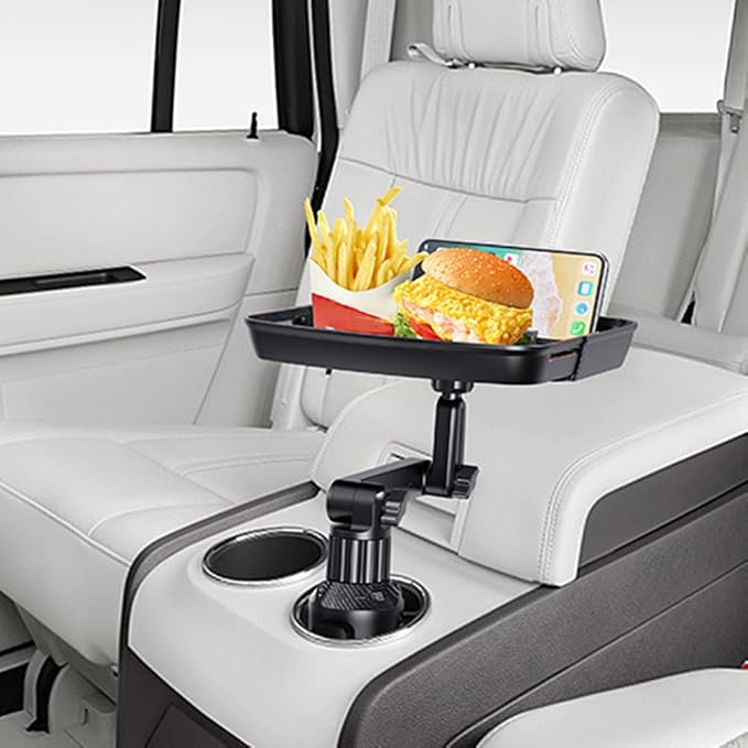Cup Holder Tray Table, Expander Car Drink Food Tray for Eating, 360º Rotating Adjustable Stretchable Non-Slip Car Cup Holder Trays, Cars Interior Organizer Accessories(Black,Size:8inch) - Image 9