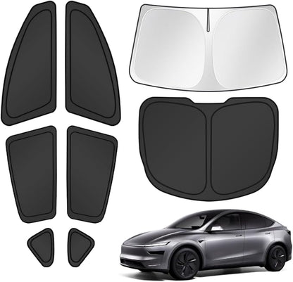 Canvcle Window Shades for 2025 2026 New Tesla Model Y Juniper Accessories Windshield Sun Shade Side Rear Window Covers Sunshade Sun Visor Shield Privacy Protection for Camping Keep Car Cool Black 8PCS by Canvcle