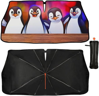 Socira Funny Penguin Car Windshield Sun Shade Umbrella Foldable Sunshade | for Front Window Auto Windshield Sunshade Covers Car Accessories Protect from Sun Rays Heat 57'' X 30'' - Image 9