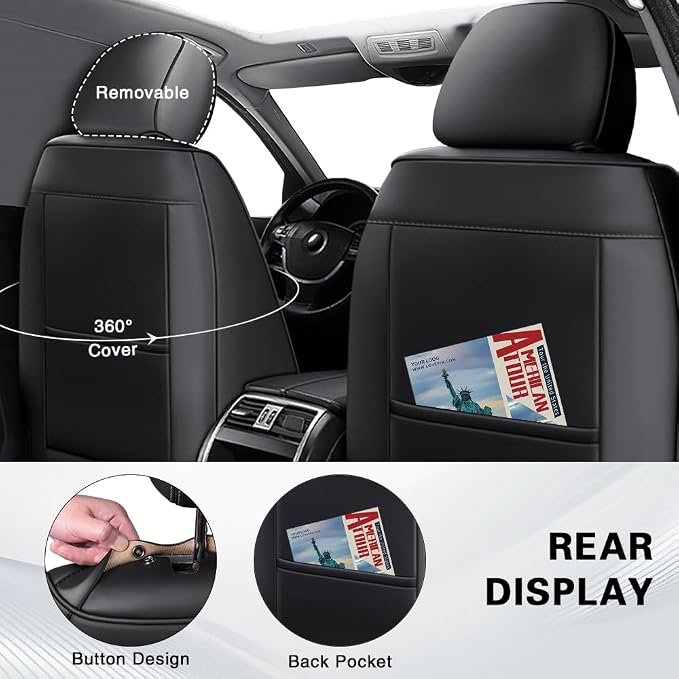 Fit for Toyota Crown Seat Covers 2023-2026,Premium Leather, 360° Full Protection, Thick Padding & Memory Foam, Waterproof & Stain-Resistant Car Seat Cover Front Set (2 Seat,Black&Gray) - Image 3