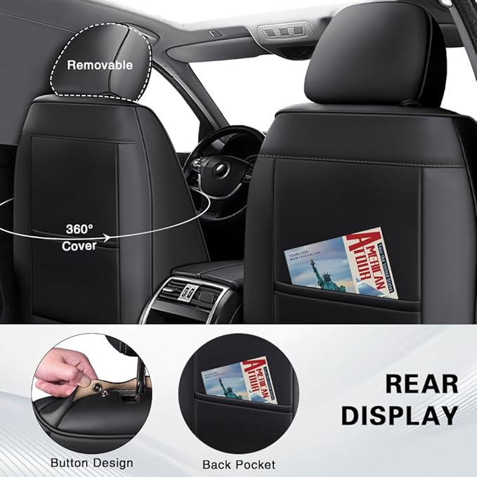 Fit for Toyota 4Runner Seat Covers 2001-2026,Premium Leather, 360° Full Protection, Thick Padding & Memory Foam, Waterproof & Stain-Resistant Car Seat Cover Full Set (5 Seat,Black&Gray) - Image 3
