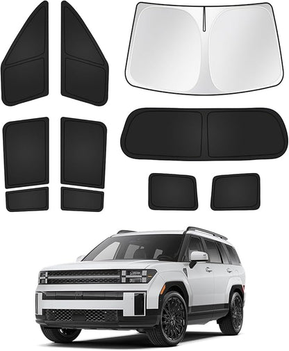 Canvcle Sunshades for Hyundai Santa Fe 2024 2025 2026 Accessories Windshield Sun Shade Side Rear Window Shade Cover Sun Visor Shield Privacy Protection Keep Vehicle Cool Black 10PCS by Canvcle
