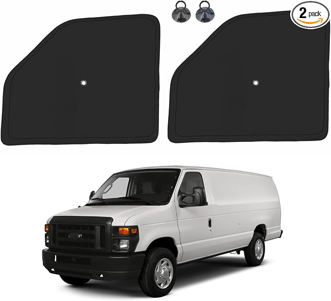 Front Side Window Sun Shade with Suction Cups for 1992-2025 Fo-rd E-Series E-150 E-250 E-350 E-450 Van Motorhome, Foldable Window Sunshade Sun Visor, Side Window Shades Blocks UV Rays Heat by ULROLIT