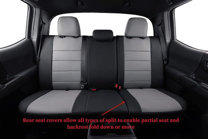 Tacoma Seat Covers Custom Fit for 2005-2011 Toyota Tacoma Double Cab/Crew Cab (Regular Seats),Fully Covered Faux Leather Truck Seat Protector-Full Set(Black/Gray) - Image 4