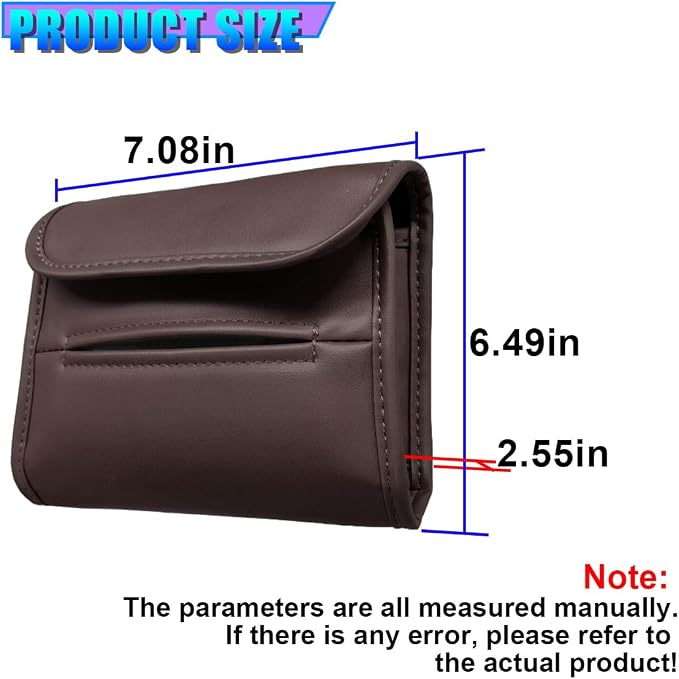 Craedli Car Tissue Holder for Seat Back, PU Leather Backseat Tissue Box Cover, Rectangular Auto Headrest Napkin Case Tissues Storage Organizer for Sedan RV Truck, Keep Car Tidy (Brown) - Image 2