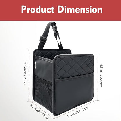 Witaxima 2 Pack Upgraded Car Seat Organizer Backseat with Storage Pockets | Multipurpose Car Organizer Hanging Car Trash Bag Premium PU Leather Garbage Can 2.14 Gallon Large Capacity Accessories Black - Image 2
