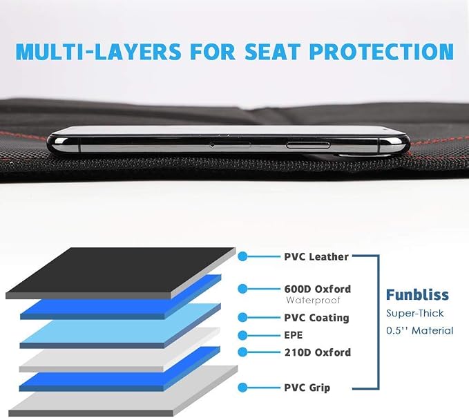 funbliss car seat Protector for Child car seat Beige Thick Padding Carseat Kick Mat with Organizer Pockets,Waterproof 600D Fabric,Vehicle Dog Cover Pad for SUV Sedan Leather Seats - Image 6
